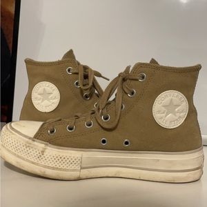 Tan/brown suede Converse all star lift platform size 7.5 women’s